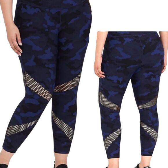 Torrid Active Leggings Womens 2 Navy Camo Mesh Breathable Athleisure Gym Workout - Picture 3 of 12